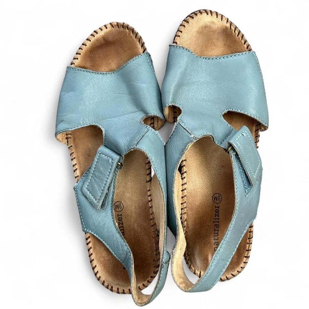 Naturalizer scout silver blue leather sandals - size 9
